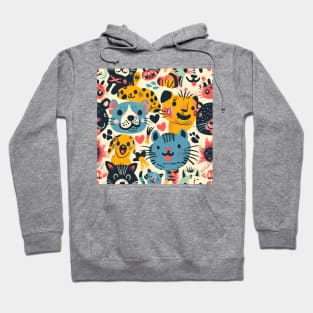 Eclectic Happy Pets and Nature Pattern Hoodie